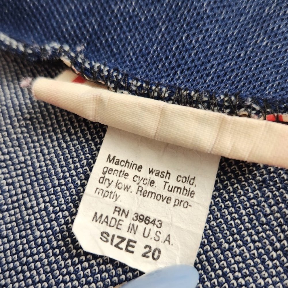 Vintage 80s Cricket Lane Denim Look Pants Stretch Dark Blue // Size 20 - Picture 4 of 11